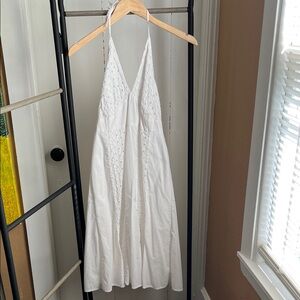 Women’s White Backless Halter Dress